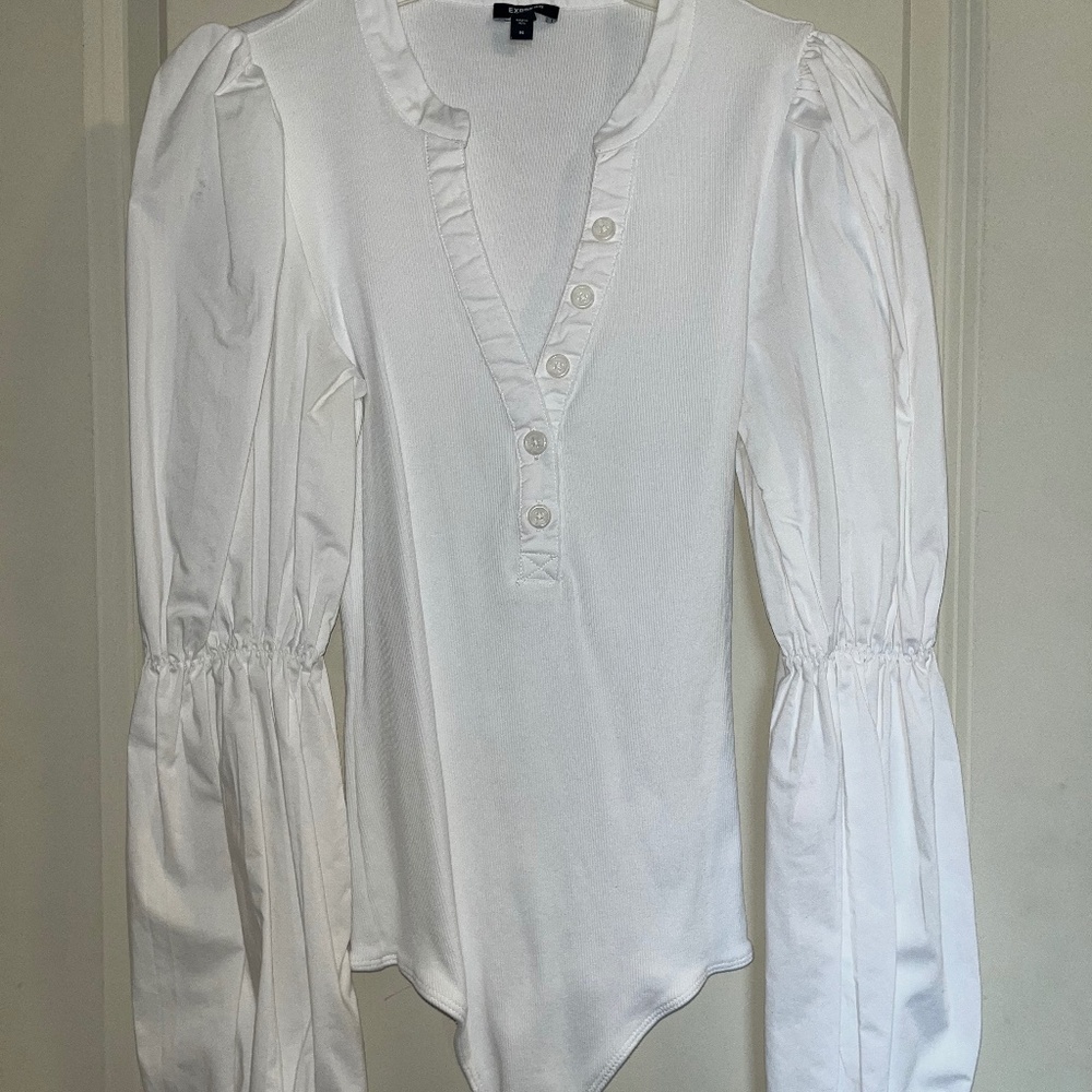 Express white button up body suit